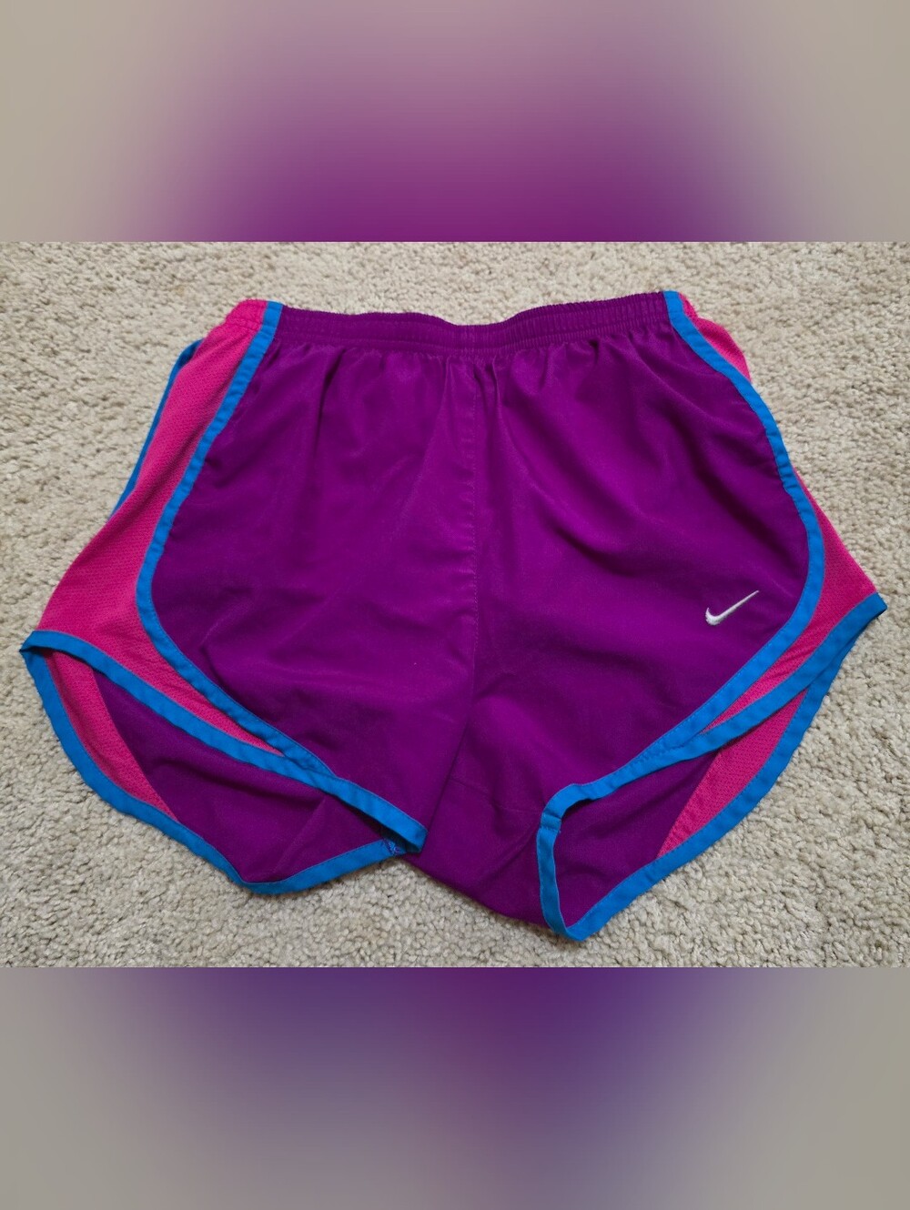 Nike Women’s Purple Athletic Shorts with Blue Trim